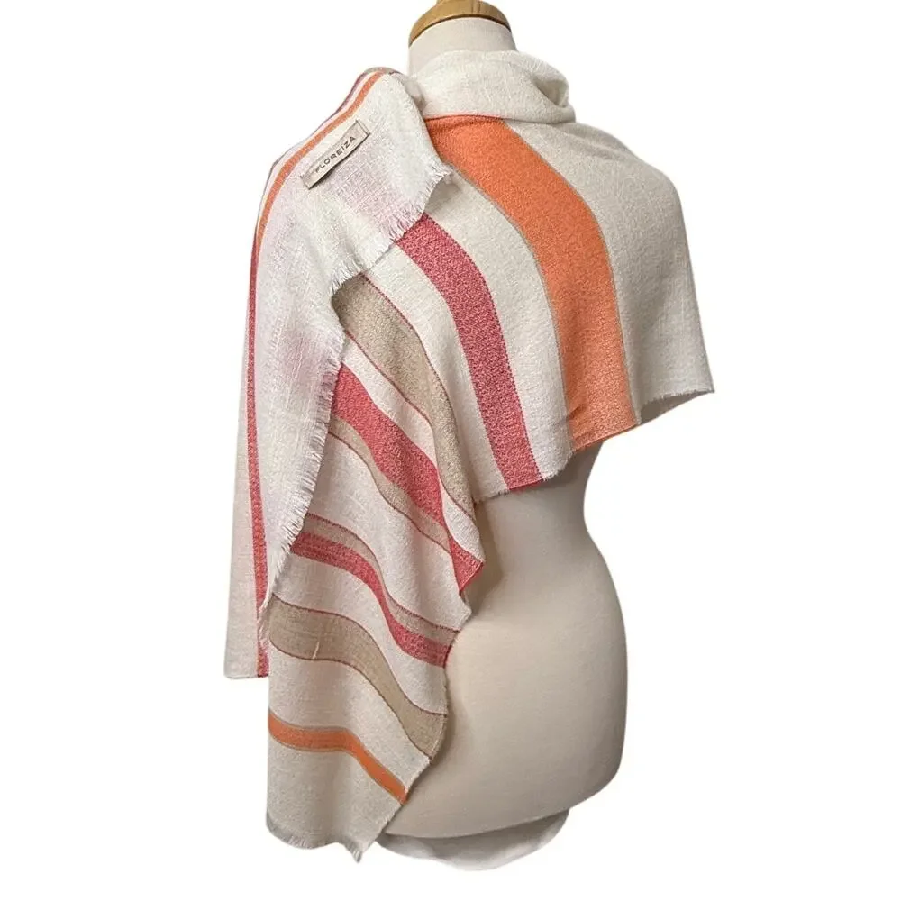 Floreiza Fringed Striped Wrap Rectangular Scarf Boho Cozy Fall Artsy Gypsy Style